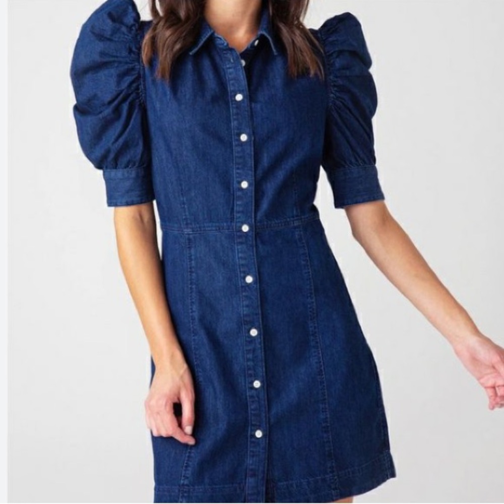 Frame‎ Denim Gillian Dress Puff Sleeve - Picture 2 of 8